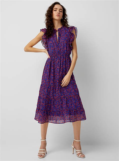 Ruffled Floral Midi Dress Icône Simons