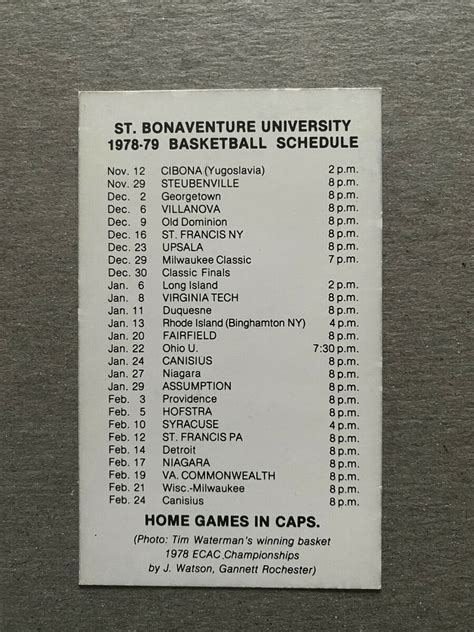 CBK 197879 ST BONAVENTURE BONNIES College Basketball Schedule : Free ...