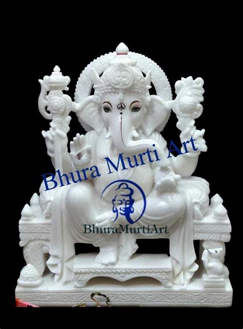 White Marble Ganesha Sculpture Packaging Type Wooden Box 25 Feet At