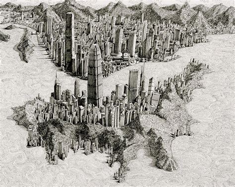 Artist Draws Amazingly Detailed Fictional Cityscapes With Pen and Ink ...