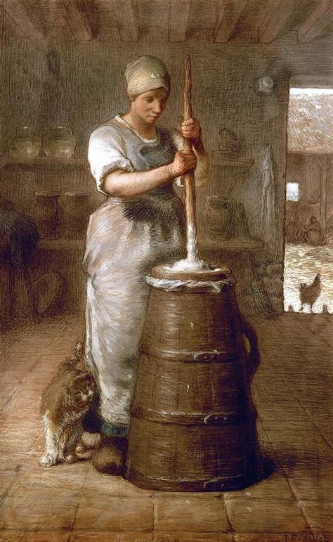 'Churning Butter', 1866-1868, 33,47 x 48 cm. Painting by Jean Francois ...