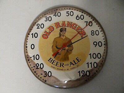 S Vtg Old Ranger Beer Ale Hornell Brewing Glass Cover Thermometer