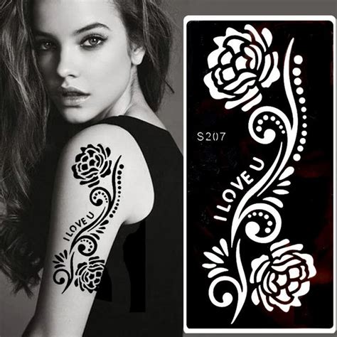 10 Pcs Mixed Design Body Painting Glitter Tattoo Stencil For Airbrush