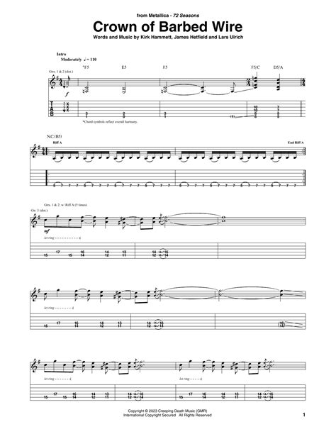 Crown Of Barbed Wire By Metallica Sheet Music For Guitar Tab At Sheet