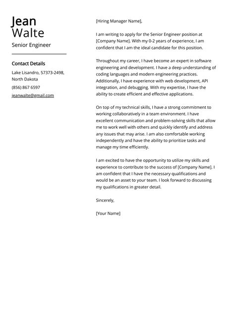 Senior Engineer Cover Letter Examples Template And 20 Tips