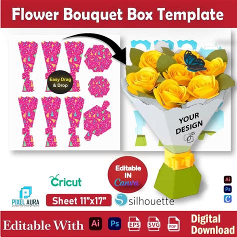 flower bouquet box template flower box flower bouquet gift box rose