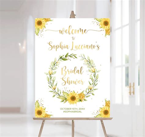 Sunflower Welcome Sign Printable Bridal Shower Sign Personalized Sunflower Bridal Shower