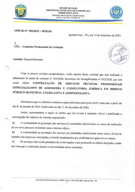 Justificativa Termo Aditivo Do Contrato N Prefeitura