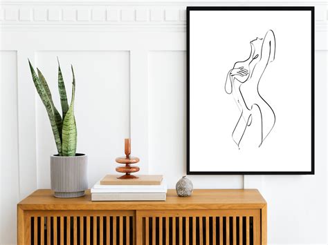 Nude Woman Silhouette Line Print Erotic Wall Art Black And Etsy