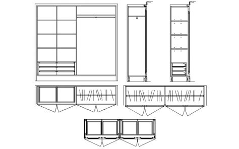 Wardrobe Section Hangers And Clothes Blocks Details Dwg File Cadbull