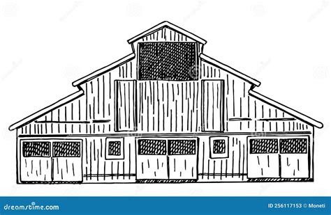 Vector Barn Sketch Design Isolated Vector Wood Barn Illustration