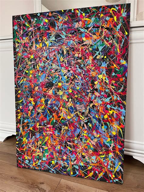 Abstract Jackson Pollock Inspired Art Jackson Pollock Large Etsy