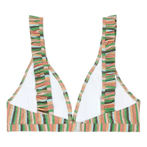 Momoni Puerto Rico Sparkly Striped Bikini Top Pink Smallable