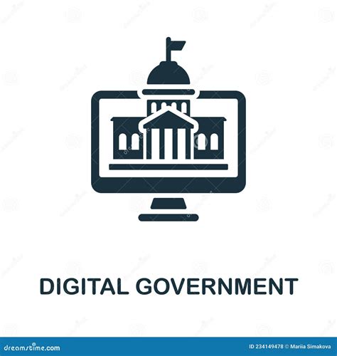 Icono De Gobierno Digital Signo Monocromo De La Colección De