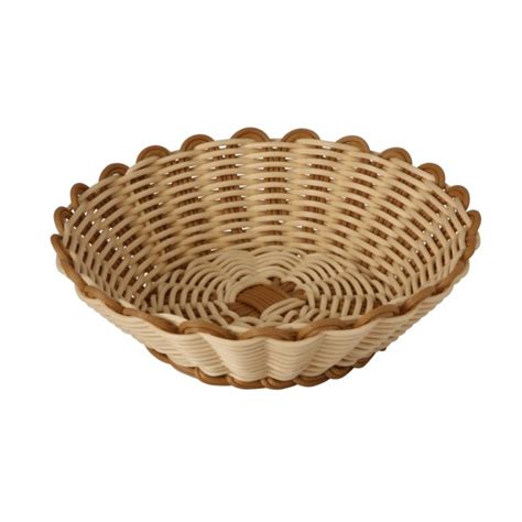 Heavy Duty Polypropylene Rattan Basket Round Dia 23x6 5 H Cm Beige