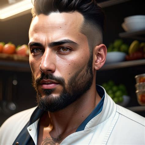 Premium Ai Image Portrait Of Handsome Professional Chef While Working