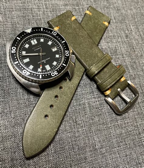 Italian Leather Vintage Style Leather Watch Strap Motley Green Tan 18/20/22mm - Etsy