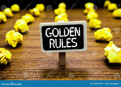 Handwriting Text Golden Rules Concept Meaning Basic Principle That Should Be Followed Important