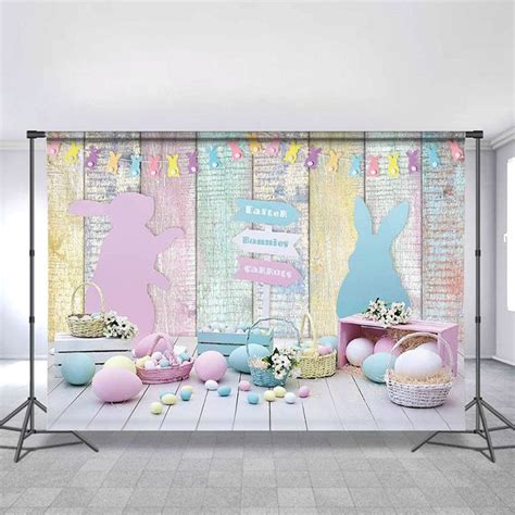 Lofaris Spring Easter Backdrop For Colored Eggs Happy Bunny Rabbit ...