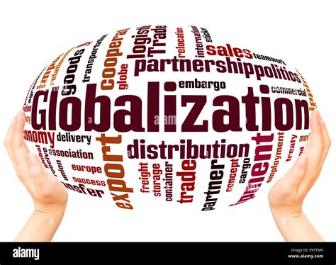 Globalization Word Cloud Hand Sphere Concept On White Background Stock