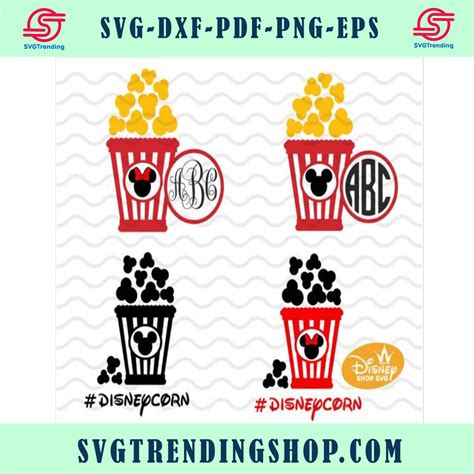 Disneycorn Popcorn Disney World Svg Monogram Svg Vinyl Cutting File Minnie Svg Silhouette