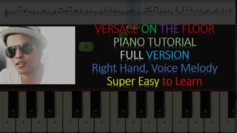 Piano Tutorial Bruno Mars Versace On The Floor With Lyrics Warning Able To Learn It In