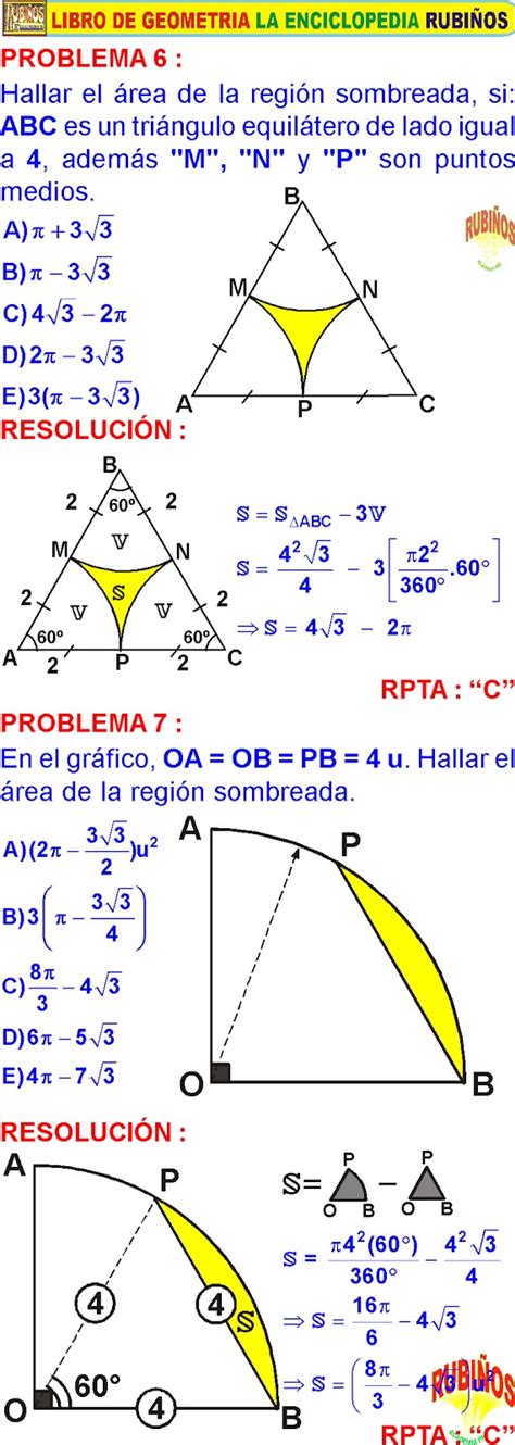 Areas De Regiones Circulares Ejercicios Resueltos Pdf