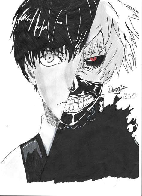 Ken Kaneki Drawing Ghoul And Half Human By Dong70hd On Deviantart