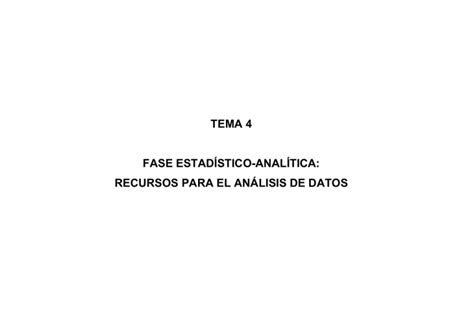 Tema Fase Estad Stico Anal Tica Recursos Para El