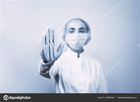 Epidemiologist Hand Gesturing Stop Hand Sign New Coronavirus Covid ...