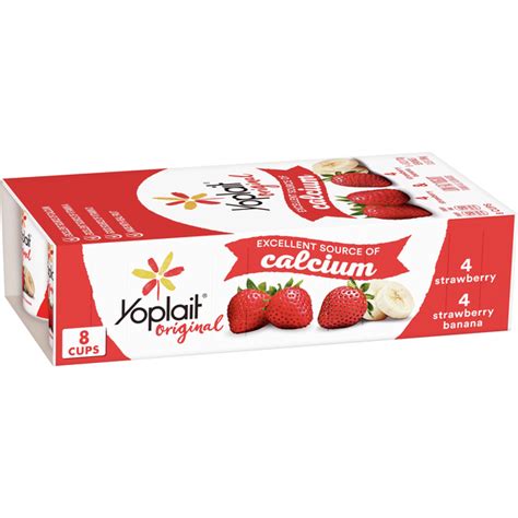 Yoplait Original Yogurt, Strawberry and Strawberry Banana, Variety Pack ...