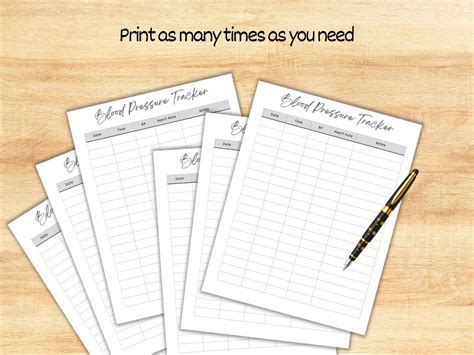 Blood Pressure Log Printable Tracker to Chart Your BP Instant Download ...