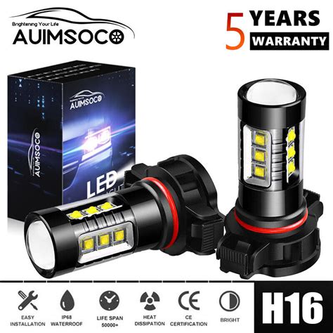 H16 5202 LED Fog Lights Fog Driving Bulbs For Jeep Wrangler 2010 2020