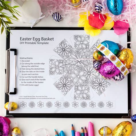 Free DIY Easter Egg Basket Template - Sarah Renae Clark - Coloring Book ...