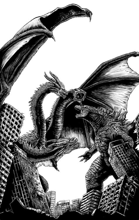 Godzilla vs King ghidorah Fan art by me. : r/GODZILLA