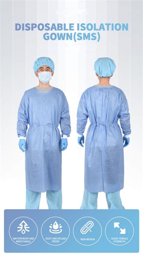 Aami Level 123 Surgical Ppe Isolation Gown Disposable Non Woven Coverall