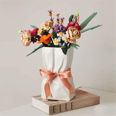 Paper Bag Vase Ceramic Crinkle Cool Vase For Lego Flower Bouquet Bag Vase For