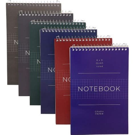 Spiral Bound Quad Ruled Notebooks Graph Paper Sheets 6 X 9 In 6 Pack