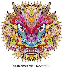 Zentangle Dragon Head Mandala Hand Drawn Stock Vector (Royalty Free ...