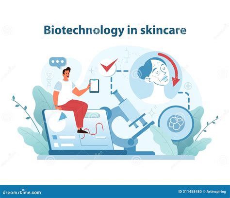 Biotechnology In Skincare Illustration Merging Cellular Research With