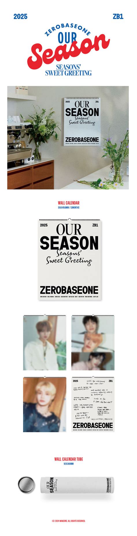 ZEROBASEONE 2025 SEASONS GREETINGS WALL CALENDAR BEADSOFBULLETS