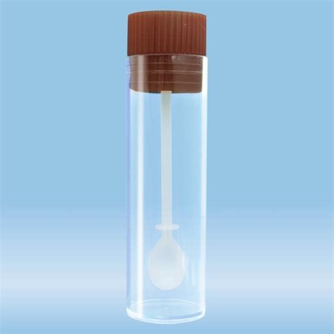 Faeces tube with spoon push cap LxØ 75 x 23 5 mm transparent