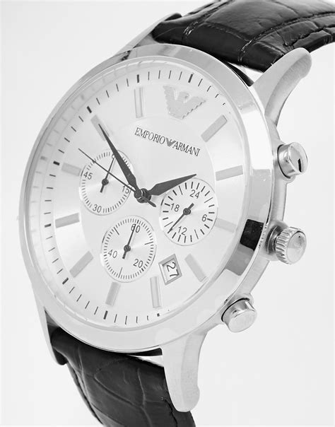 Emporio armani Leather Strap Chronograph Watch Ar2432 in Black for Men ...