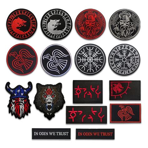 Viking Wolf Embroidered Patches In Odin We Trust Compass Tactical