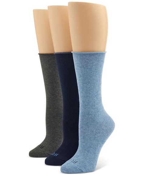 Hue Womens 3 Pk Roll Top Socks Macys