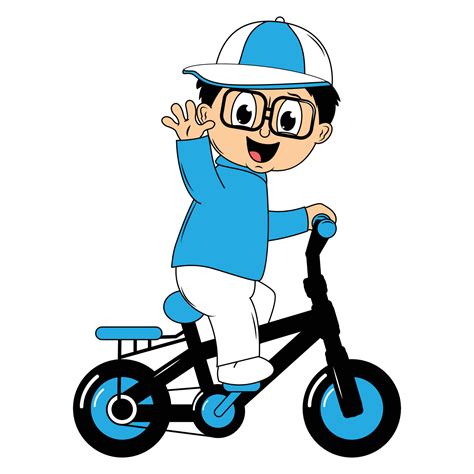 mignonne garçon dessin animé balade vélo illustration graphique