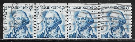 Usa C George Washington Strip Of Used F Vf United States