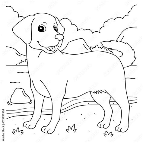 Labrador Retriever Dog Coloring Page For Kids Stock Vector Adobe Stock