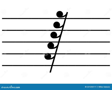 Black Music Symbol Of Hundred Twenty Eighth Note Rest On Staff Lines