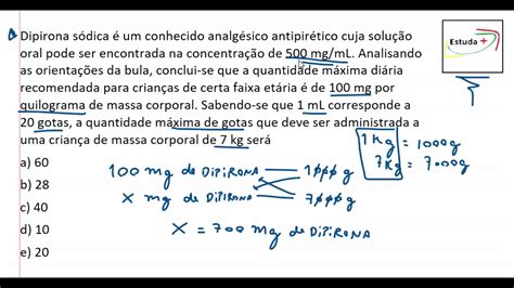 Calculando A Quantidade De Gotas De Dipirona Por Meio Da Concentra O